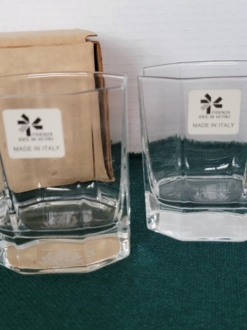NIB Set of 2 The Glenlivet whisky rocks glasses - Rare Octagon Shape
